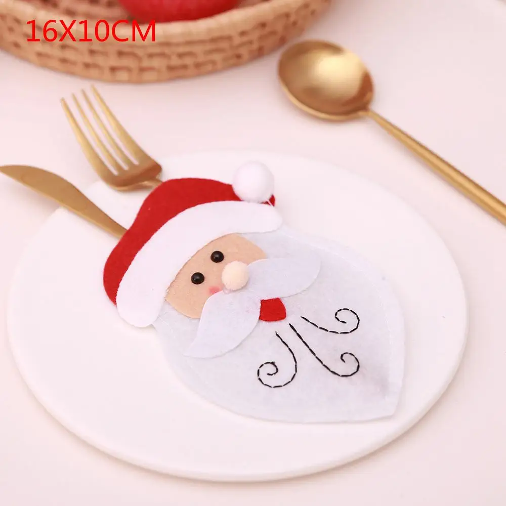 L 16X10CM 1/2/4/6/10 шт., рождественские украшения для дома Снеговик мешочки для ножей Рождество Санта Клаус чехол для столовых приборов обеденный кухонный стол Декор - Цвет: L 16X10CM