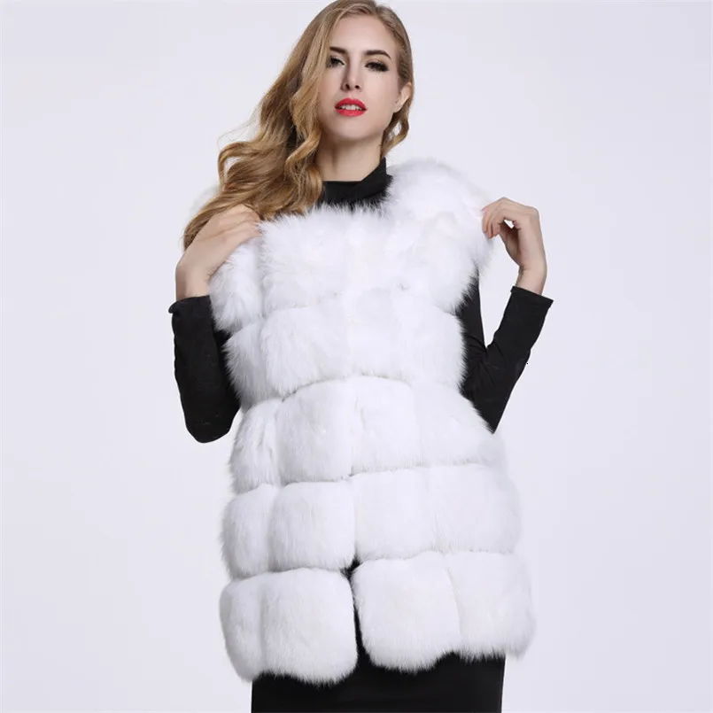 Размера плюс женский жилет из искусственного меха, пальто, куртка, модная длинная жилетка без рукавов для девушек, толстое и теплое зимнее пальто, женская верхняя одежда
