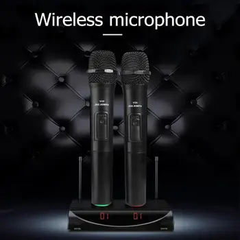

2pcs Wireless Smart Microphones for Studio Recording Karaoke Handheld Karaoke Mic with USB Receiver 268.85Mhz / 262.85Mhz