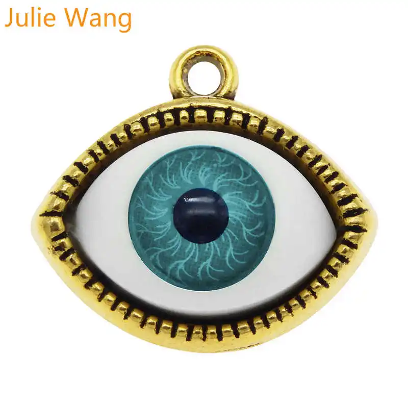 54186 Julie Wang 7 шт сплав человеческих чармы «от дурного глаза» пластмассовый глаз многоцветное Ожерелье Подвески браслет ювелирные изделия делая аксессуар - Окраска металла: 54186