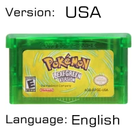 LeafGreen USA 32 бит видеоигры картридж Консоли Карты для nintendo GBA Pokeon изумруд FireRed листовой зеленый рубиновый Сапфир с блестящей этикеткой - Цвет: LeafGreen USA