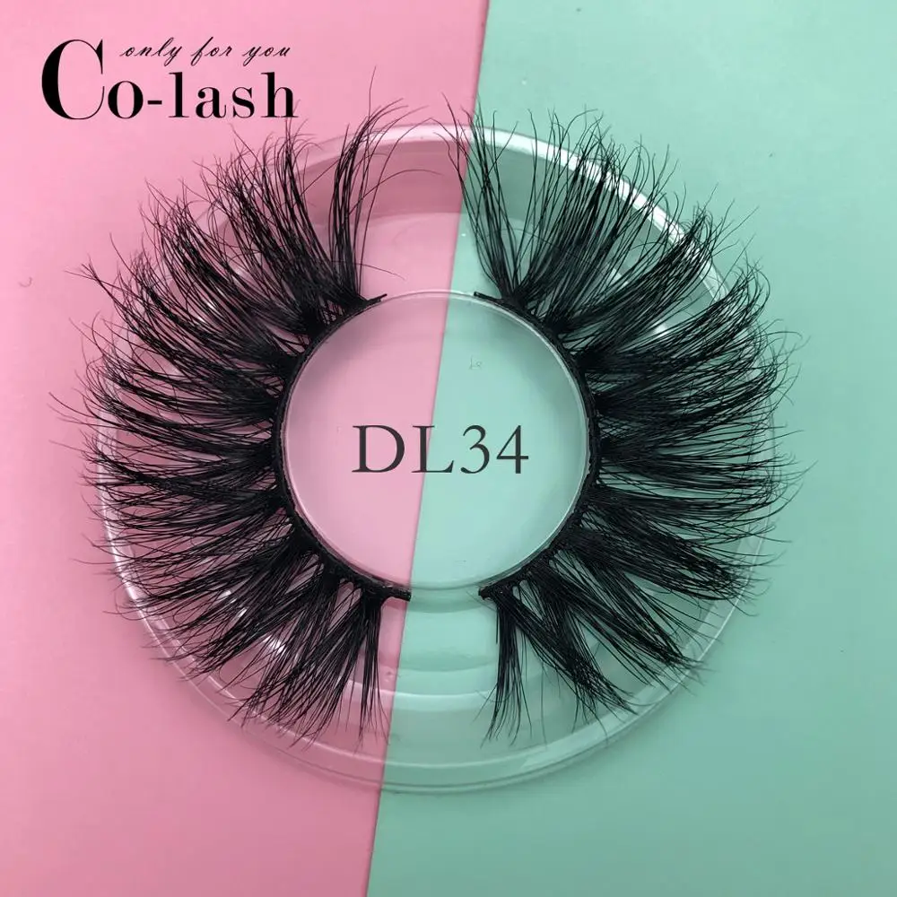 DL34 Colash 25 мм ручная работа натуральные густые ресницы для макияжа Инструменты для удлинения 3D норковые объемные мягкие Накладные ресницы - Цвет: DL34