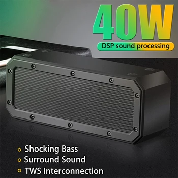 

40W Card Insert Waterproof Portable Bluetooth Speaker Wireless Mini Outdoor Stereo Audio TWS Interconnection Surround Sound
