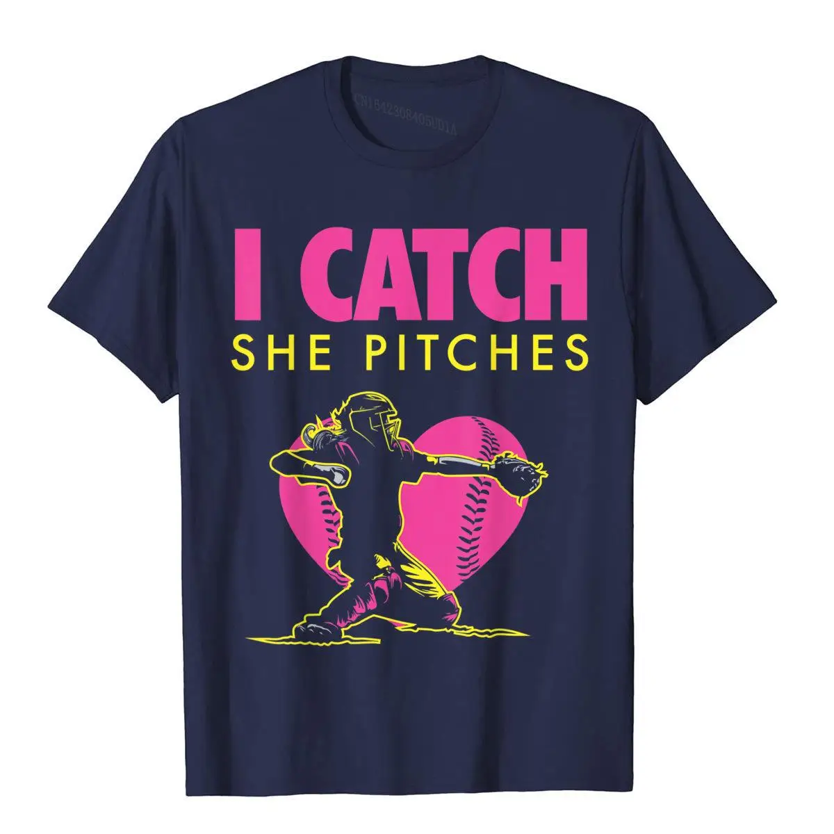 Softball Dad amp; Mom Shirt - I Catch She Pitches__B5967navy