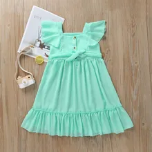 Платье для маленьких девочек, нарядное платье принцессы с рюшами и бантом для маленьких девочек, 1210