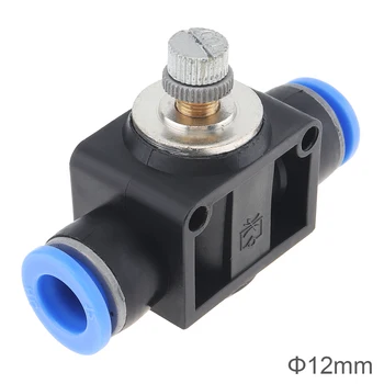 

12mm Black Adjustable Pneumatic Components Quick Connector Gas Flow Hand Valve with Plastic Socket for PU/ Nylon Air Tube