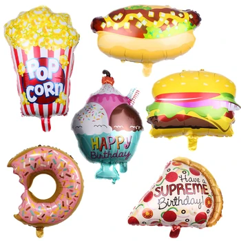 

5pcs/set Donut Burger Pizza Aluminum Film Balloons Hot Dog Popcorn Food Shaped Balloon Kids Birthday Party Activity Decoration