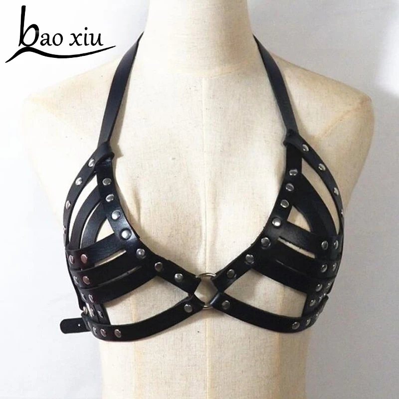 

New Punk Personality Shoulders Body Bondage Belt Faux Leather causal Corset female Harness Waist Straps Suspenders Sexy Bra Belt
