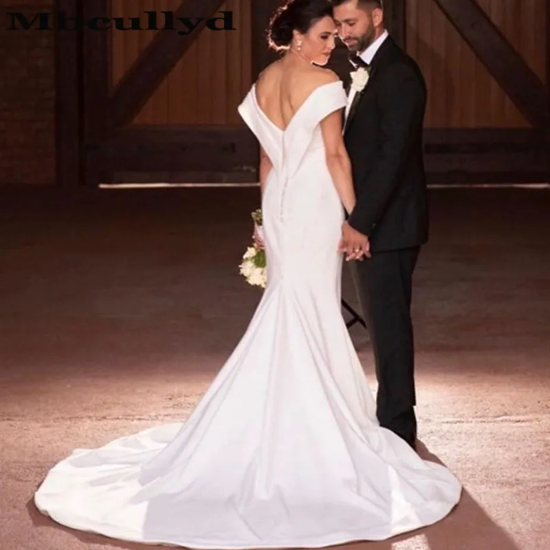 Mbcullyd белое свадебное платье русалки Длинный Элегантный Топ с открытыми плечами