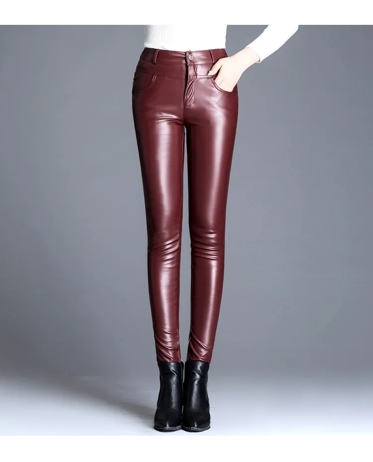 2019 Осенние новые женские кожаные брюки модные брюки тонкие узкие брюки из овечьей кожи женские