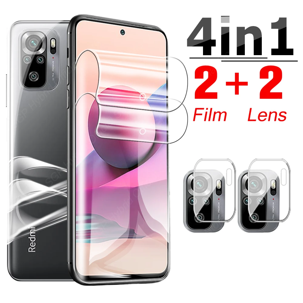 4-in-1 Protective Hydrogel Film For Xiaomi Redmi Note 10S Screen Protector On Note10 10 S Note10s HD Camera Lens Back Protection phone screen cover