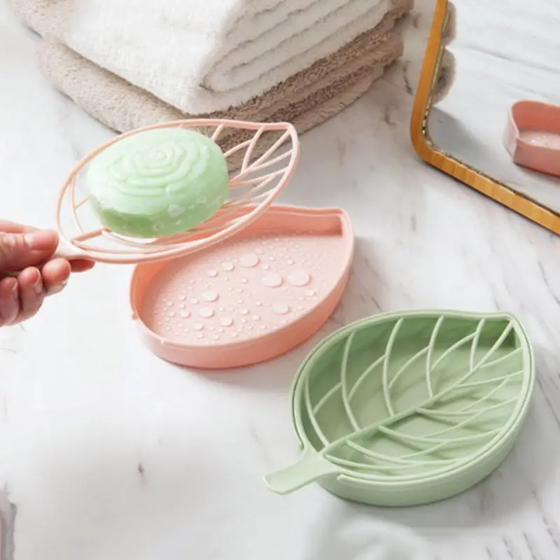Hygienic Leaf Shape Soap Holder Non Slip Box Toilet Shower Tray Draining Rack Bathroom Gadgets Travel Dish Case | Дом и сад