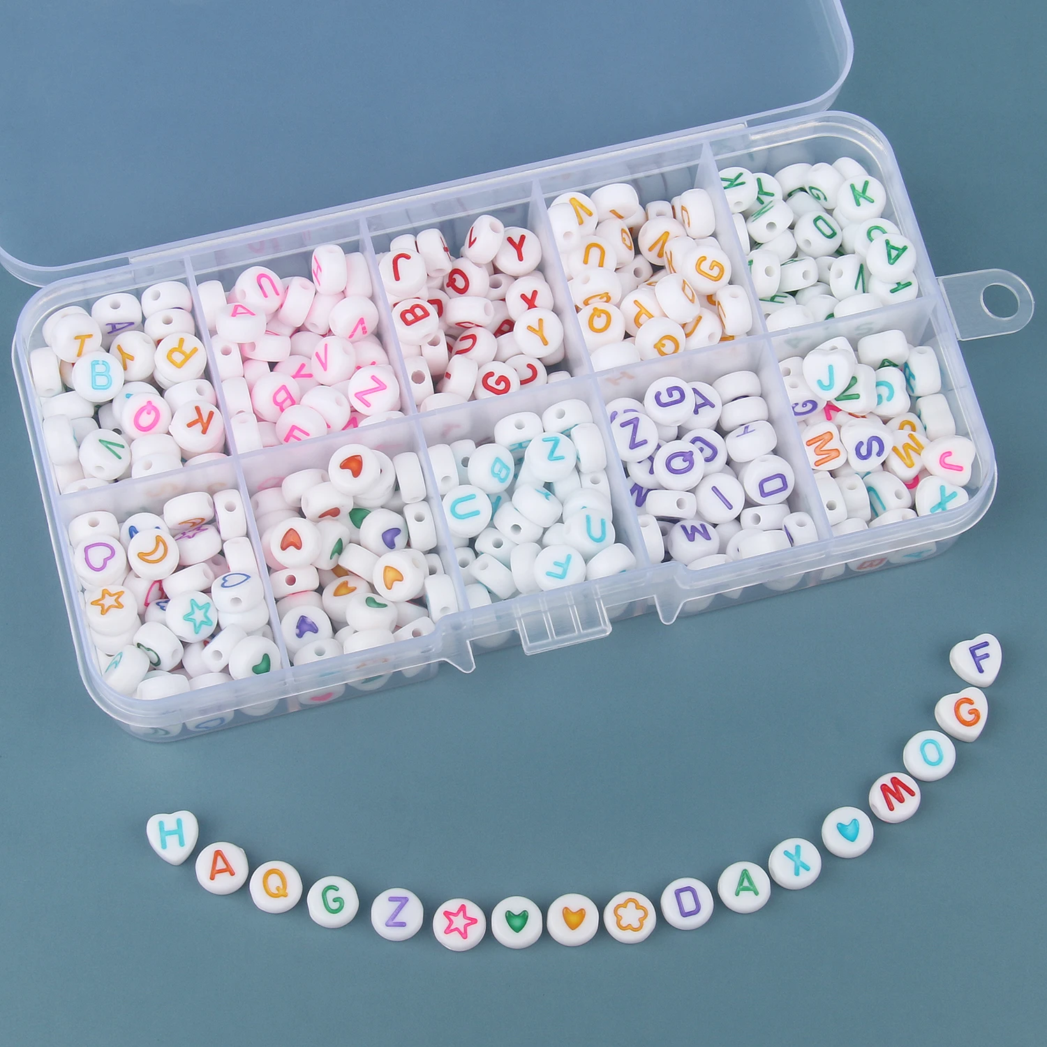 300 Perline Alfabeto In Plastica - Lettere A-Z Per Bracciali, Collane Fai Da Te, Bambini, 4x7mm, Bianco - Foto 8