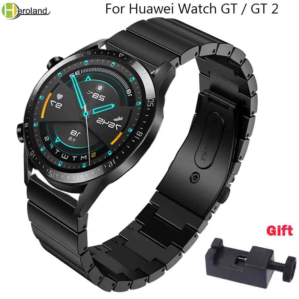 Браслет 22 мм ремешок для часов из нержавеющей стали Huawei Watch GT 2 46 быстросъемный