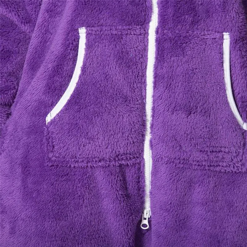 Хит, Женский однотонный удобный плюшевый утепленный цельный комбинезон на молнии с капюшоном и карманом, зимняя теплая одежда, комбинезон O11