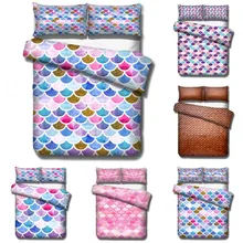 Разноцветные комплекты постельного белья с рисунком рыбьей чешуи, Детские Подарочные пододеяльники, наволочки, одеяло, покрывало, постельное белье