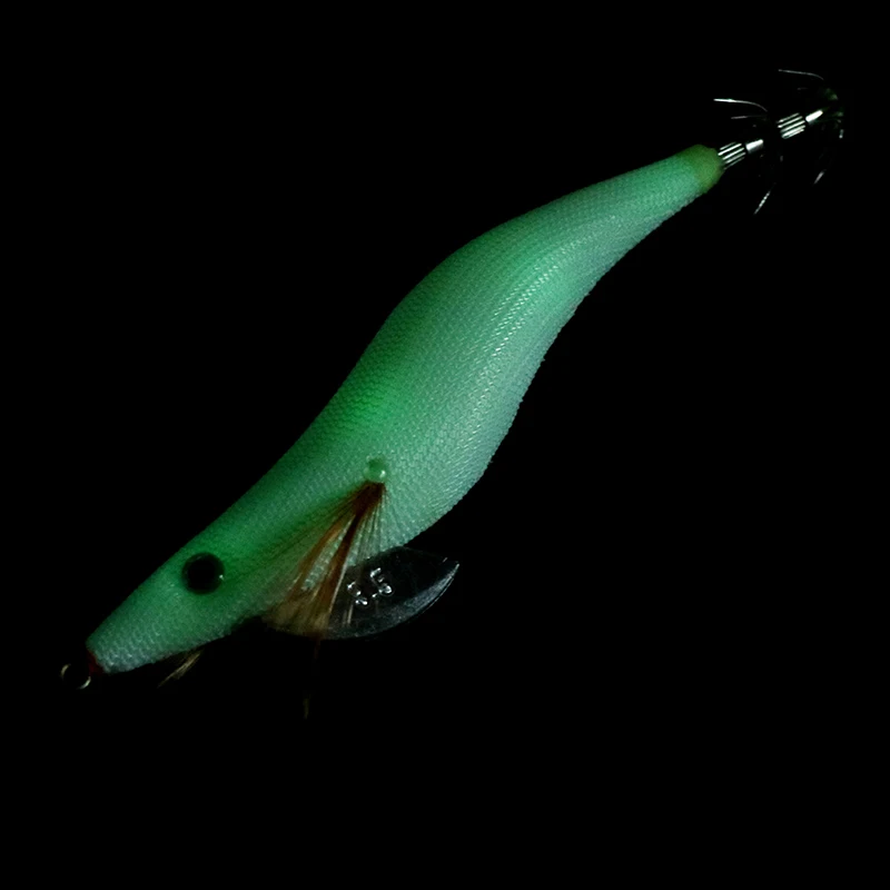 1 Piece Fishing Lure Luminous Squid Jigs 13cm 20g White Glow Wood Shrimp with Octopus Squid Jig Hooks Cuttlefish