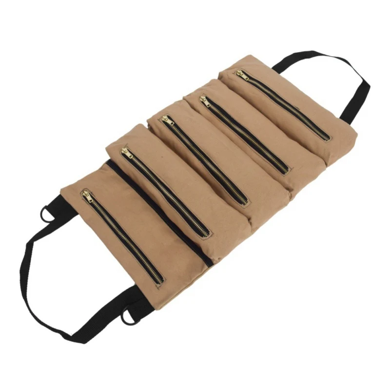

Roll Large Wrenches Roll Tools Bag Canvas Tool Organizer Bucket Tool Roll Up Pouch Car Back Seat Organizer Portable Super Tool