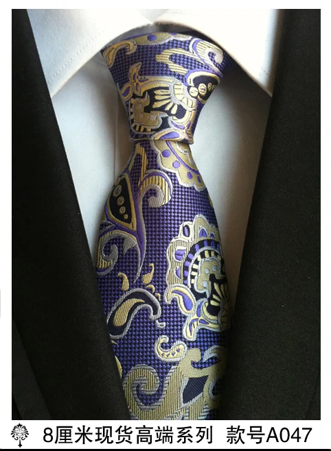 Шелковый плотный тканевый Галстук Пейсли для мужских галстуков дизайнерские модные мужские галстуки 8 см темно-синий и красный полосатый галстук свадебное платье - Цвет: A047