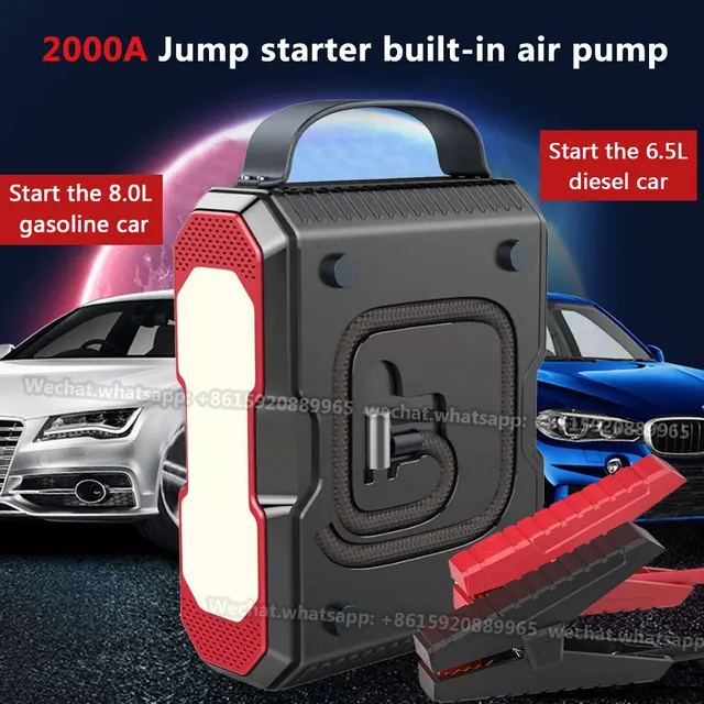 Jump Starter 2000A Air Compressor Power Bank 24000mAh Starting Device Car Booster Starter Battery Air Inflator 1