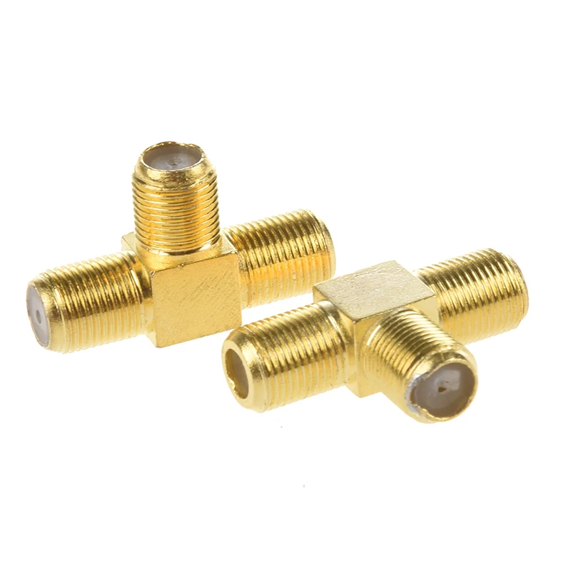 Большая сделка SODIAL (R) 2 шт F гнездовой к двум разъем тройной T RF адаптер Коннектор 3