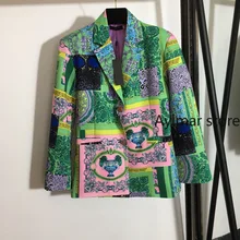 Manteau à manches longues et revers imprimé pour femme, veste de luxe, Design Vintage, à une rangée de boutons dorés, nouvelle collection automne hiver 2021 