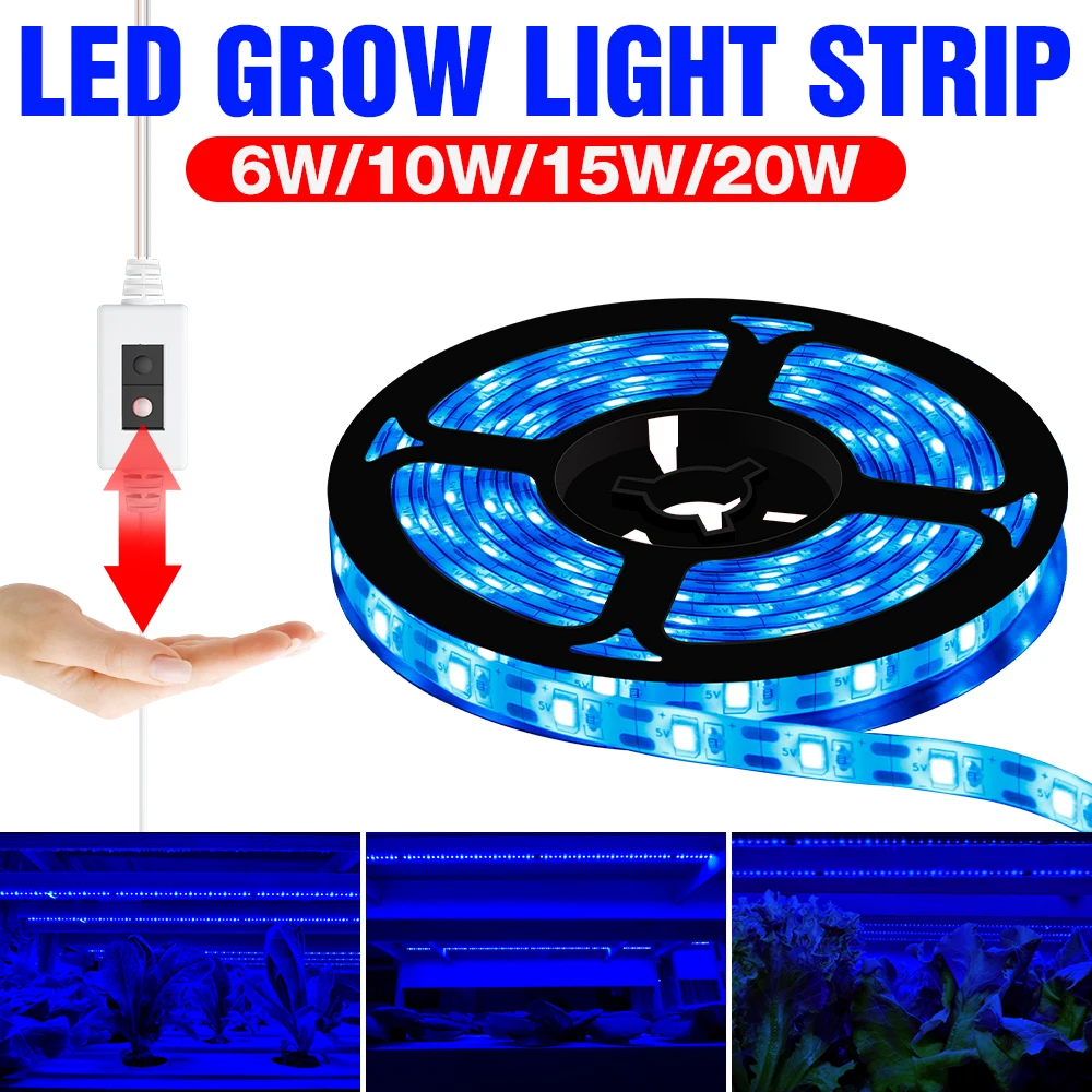 

LED Phyto Lamp Hydroponics Plants Grow Light Strip USB 5V Fitolampy LED Hand Sweep Sensor Lamp 3M Hydroponics Seedling Flower