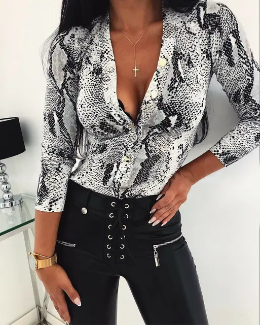US $5.39 Autumn Fashion Women Leopard Printed Shirts Office Lady's Blouse Standing Collar Long Sleeves Unive