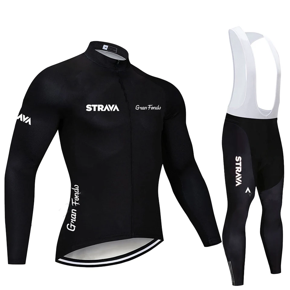 Cycling set Мужская велосипедная футболка Strava с длинным рукавом, комплект одежды для горного велосипеда, одежда для велоспорта Ropa Ciclismo Hombre, велосипедная одежда, 9D гелевые штаны - Цвет: Cycling set