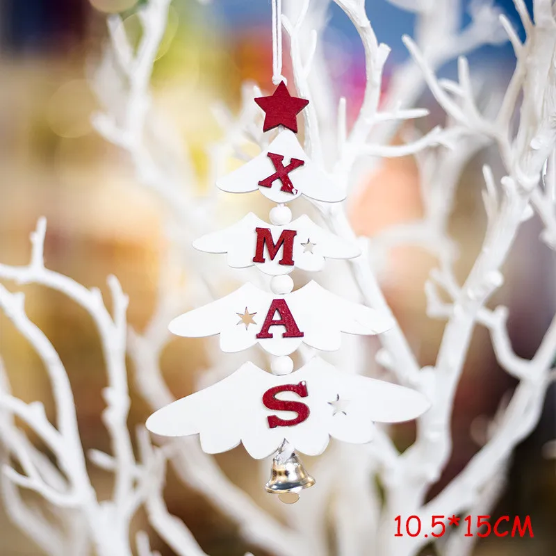 Новогодняя натуральная Деревянная Рождественская елка орнамент деревянный кулон Рождественский подарок Noel Рождественское украшение для дома Navidad Deco - Цвет: White XMAS