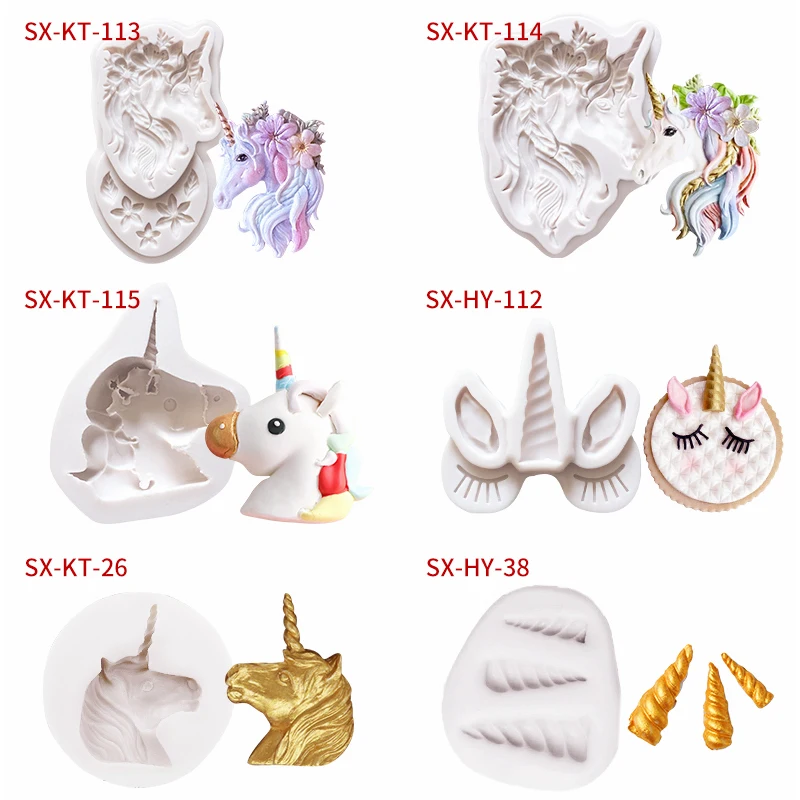 3D единорог силиконовая форма кекс украшение помадка форма DIY праздничное украшение торта инструмент конфеты форма для шоколадной мастики набор
