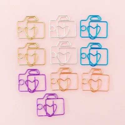 Creative clips formas cartoon shaped paperclip metal paper clip cute clamp bookmarks bright color - Цвет: 10pcs TV