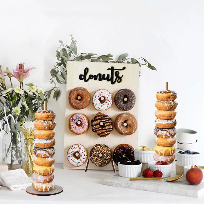 1pcs Wooden DIY Wall Display alzatine per dolci Craft Donut Stand soporte  donuts Candy dessert stand Wedding Decoration Supplies