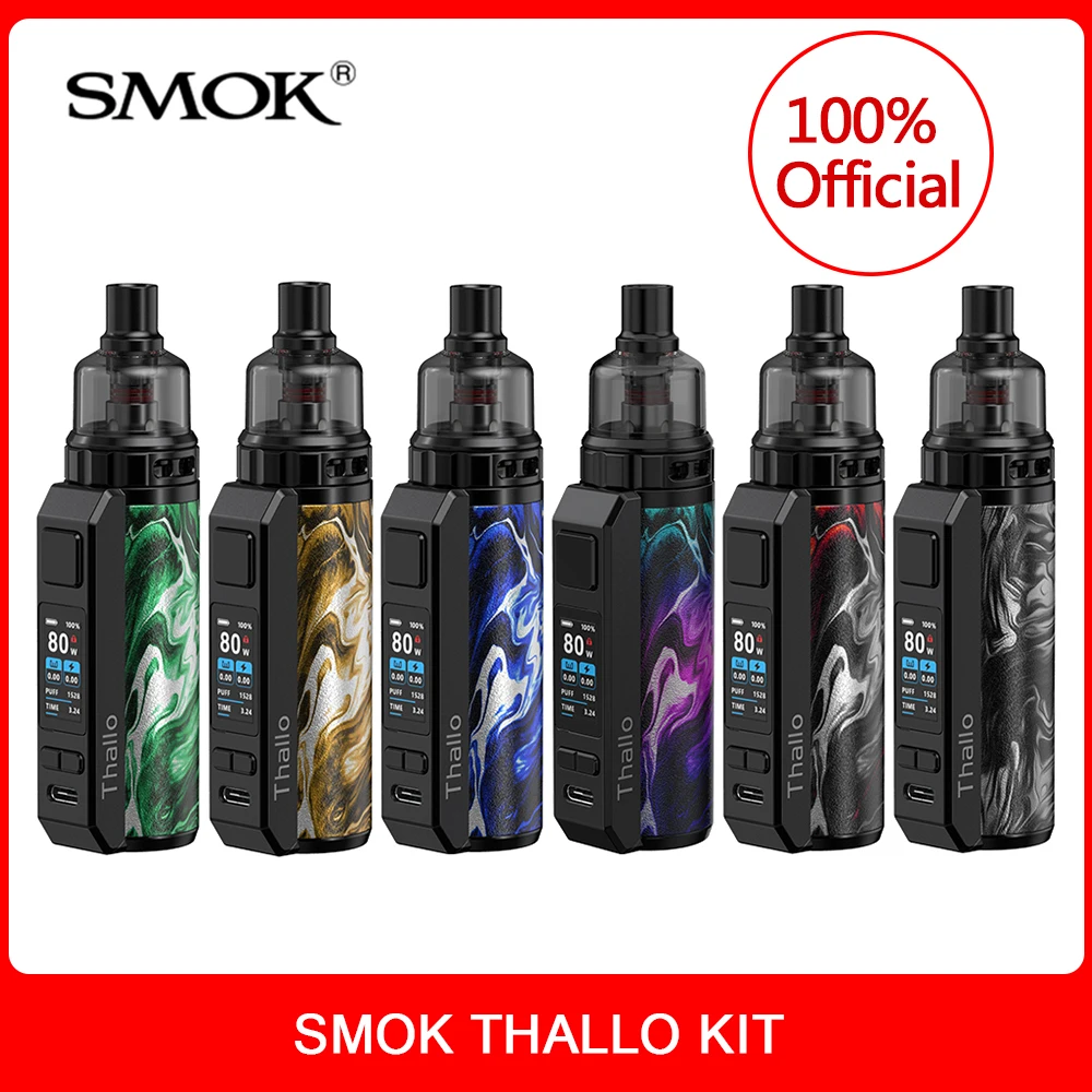 Оригинальный электронных сигарет SMOK Thallo Pod Mod Kit 80 Вт 3000 мА/ч 5 мл картридж об/мин 2