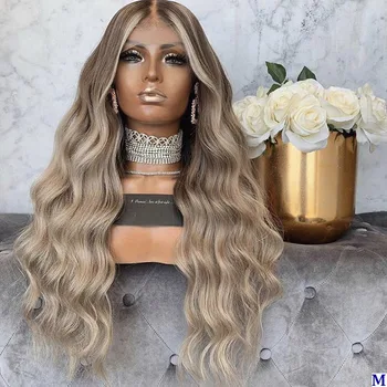 

Peruvian Transparent Silk Base Lace Front Human Hair Wigs for Black Women Pre Plucked Ombre Body Wave Full Lace Wigs 180Density