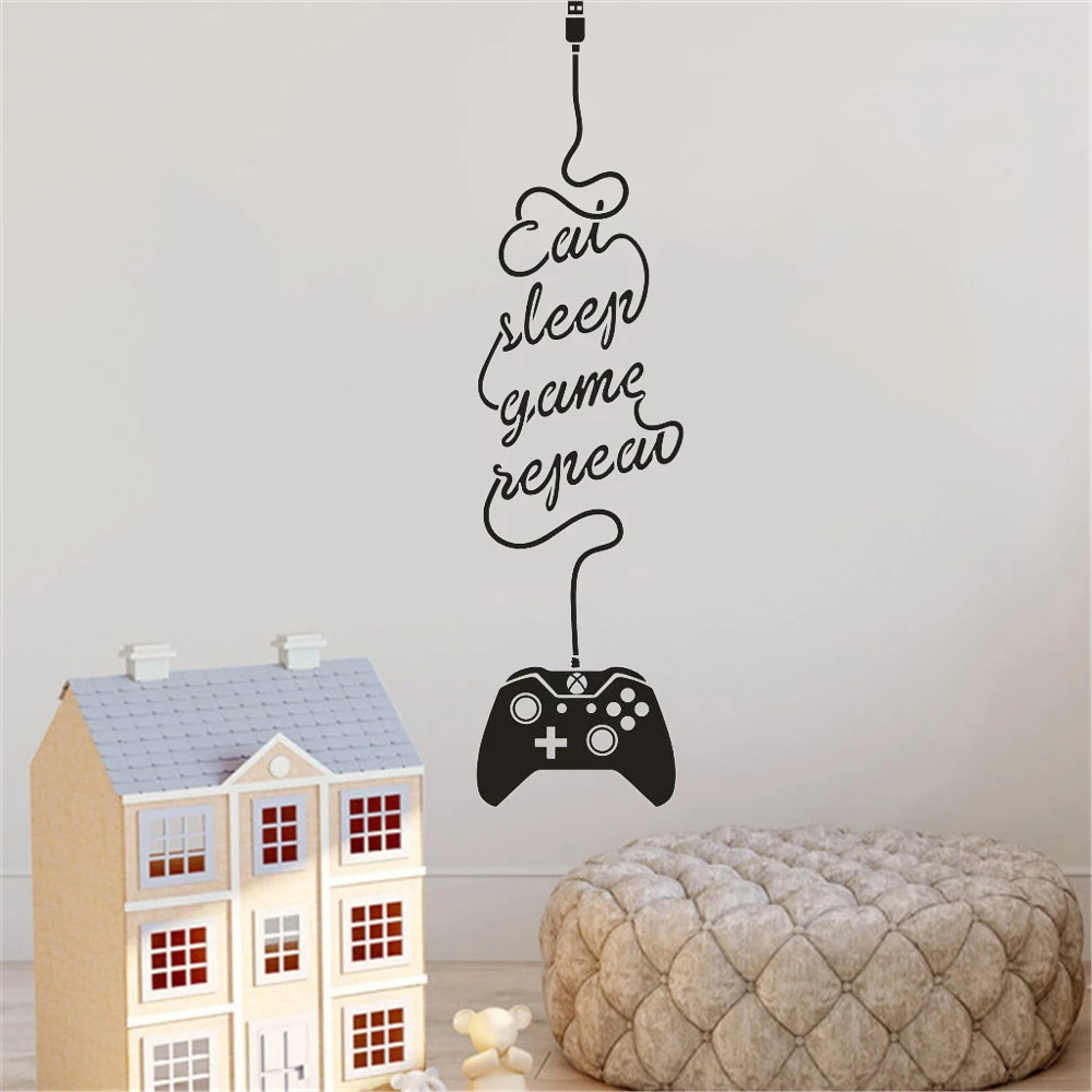 

Eat Sleep Game Wall Decals Removable DIY Lettering Stickers for Boys Bedroom Living Kids Rooms Wallpaper Home Decor Door sticker