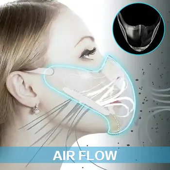 

Anti-PM2.5 Protective Transparent Mask Face Mask Protective Breathing Filter Protective Mask Filter type outdoor cycling mask #Z