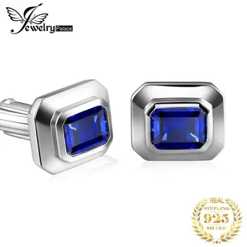 

Jewelrypalace Men's Created Sapphire Anniversary Engagement Wedding Cufflinks 925 Sterling Silver Men's Jewelry Fashion Gifts