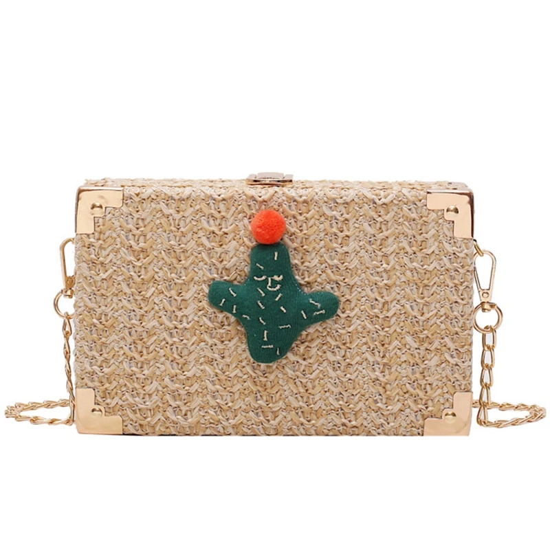 

ABZC-New Fashion Korean Version Of The Chain Box Package Simple Woven Handbags Shoulder Slung Small Square Bag