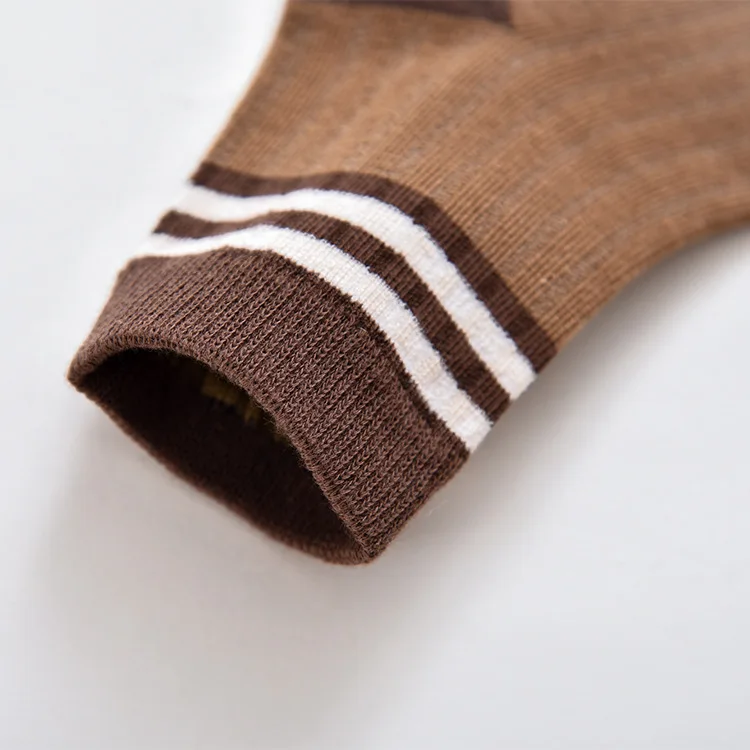 Mr Du Bear Children's Socks Autumn And Winter Crew Socks Parallel Bars Combed Cotton Kids Socks Simple Children's Socks Cute Stu