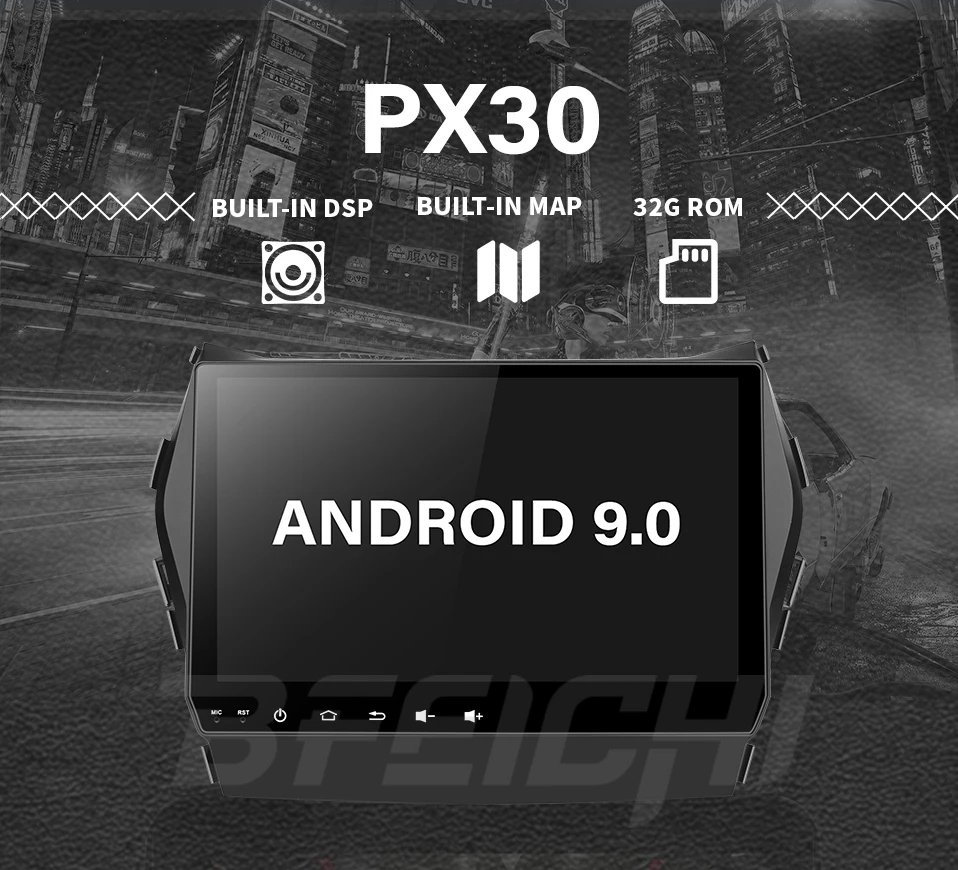 Android 9,0 PX30 автомобильный dvd для hyundai Santa Fe/ix45 2013 с 2+ 32G Радио Стерео gps навигация 2 din Автомобильный медиаплеер