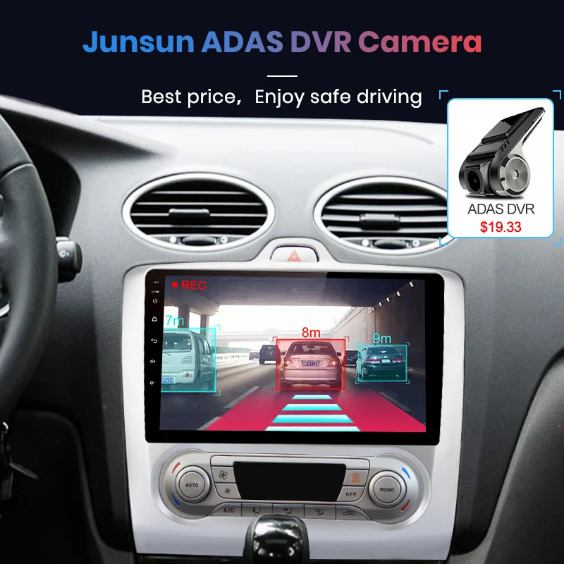 Junsun V1 Android 9,0 2G+ 32G Автомобильный мультимедийный видео плеер для Ford Focus 2 Mk2 2004-2011 Навигация gps 2 din