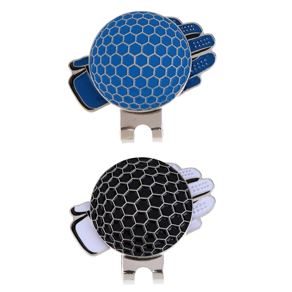 2 Pcs Novelty Golf Hat Clip W/  Ball Marker Great Gift - Blue+Black