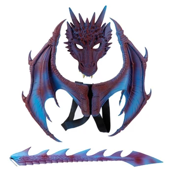 

Dinosaur Wing Costume Masks Dragon Mask Tail Halloween Costume for Kids Children Flying dragon Cosplay Party Decoration Set