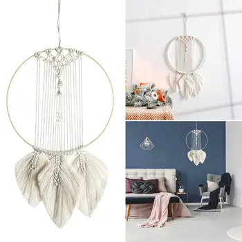 

Macrame Woven Wall Hanging Dream Catcher Boho Chic Bohemian Room Geometric Tapestry Art Beautiful Apartment Dorm Room Decoration