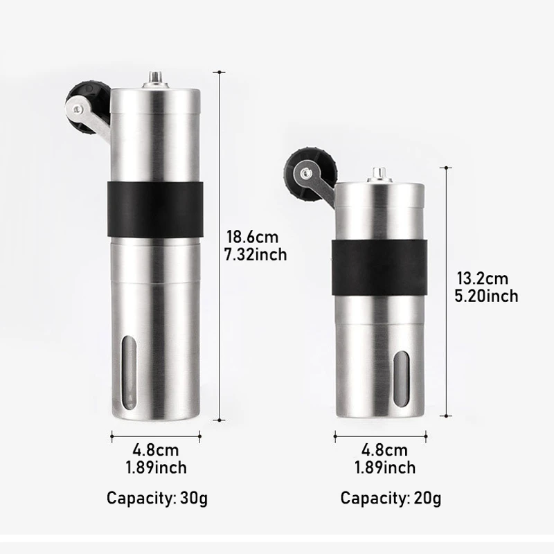 2 размера, ручная керамическая кофемолка из нержавеющей стали, регулируемая кофейная мельница с резиновым кольцом, легко моется, кухонные инструменты
