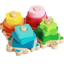 

Wooden Stacking Toys For Toddler Baby 2 3 4 5 Years Old Shape Sorter Montessori Educational Puzzle Blocks Jouet En Bois Enfant