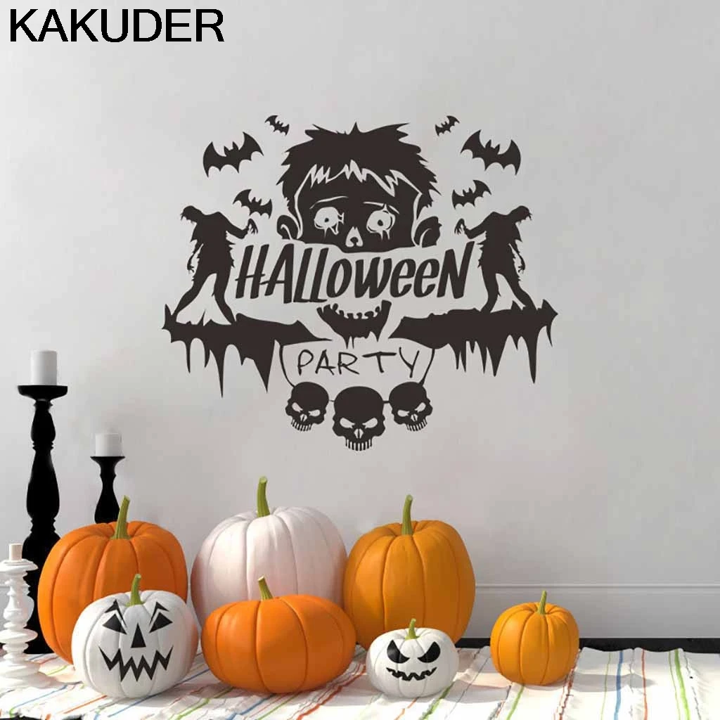 KAKUDER креативные наклейки на стену с изображением Счастливого Хэллоуина, декоративные наклейки на окна для дома, декоративные наклейки, аксессуары для дома, наклейки 31JULY31