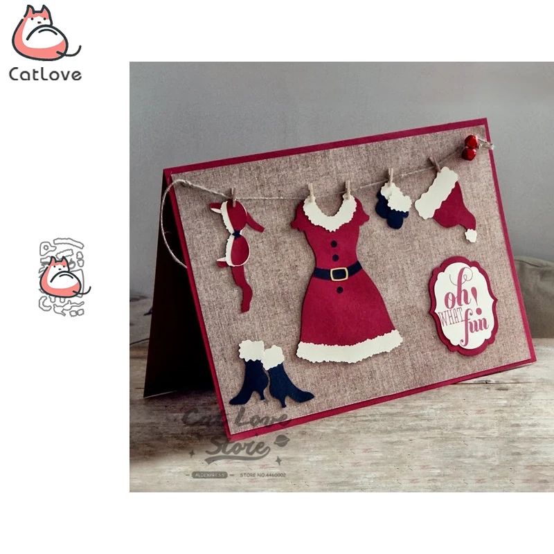 Christmas Lady Dress Metal Cutting Dies Scrapbooking Stencil Die Cuts