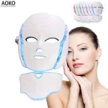 Aoko Nieuwe 7 Kleur Licht Led Photon Gezichtsmasker Nek Zorg Huidverjonging Anti Acne Rimpel Led Masker Facial Spa skin Care Tool